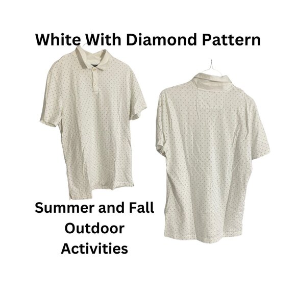 4 Medium Men's Polo Banana Republic Shirts In Off-White, Blue, White and Pattern - Picture 11 of 13